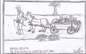 Negustorul Adler, tatal lui Avrum, desen de Mihai Eisikovits