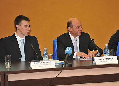 Traian Băsescu s-a întâlnit cu primarul Chișinăului, Dorin Chirtoacă, la Piatra Neamț
