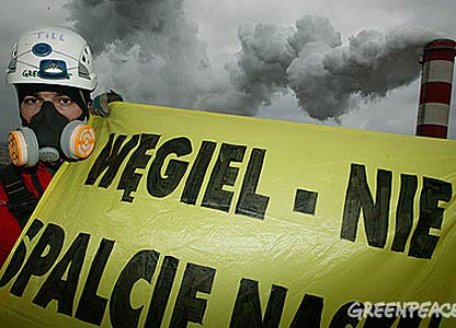 Acțiune de protest Greenpeace în Polonia